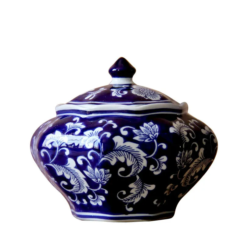 

Octagonal Jar Blue And White Porcelain of Jingdezhen Ceramic Storage Tank Decoration Tea Snacks Jars