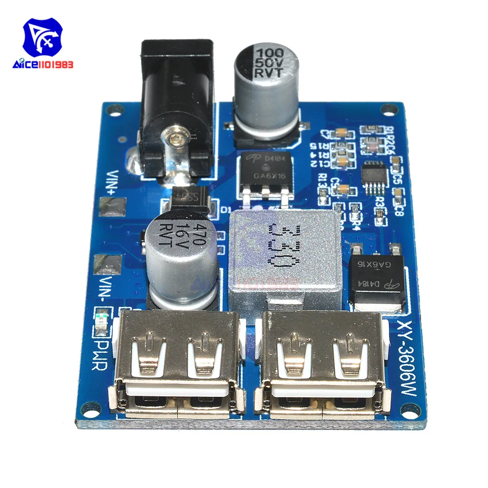 DC-DC 24V/12V to 5V 5A Step Down Buck Boost Converter Power Supply Module with Transparent Protection Case