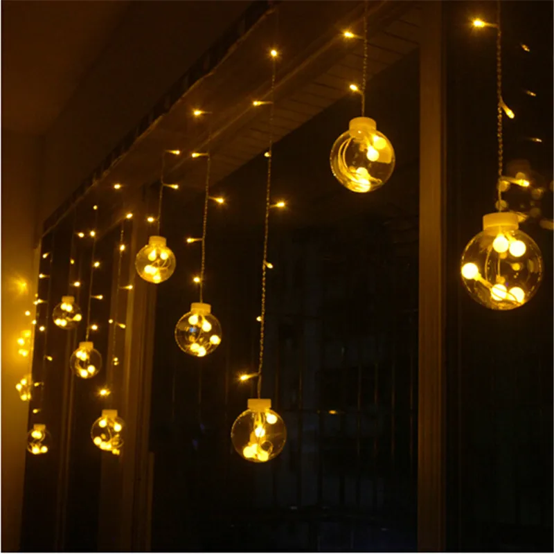 Wedding Decoration Curtain Led Ball Light Plastic Globe Starry String Fairy Lights Transparent Christmas Lamps AC 220V H-31