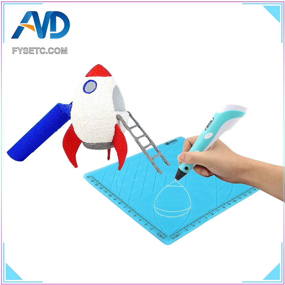 Blue Multi-Purpose 3D Design Silicone Mat Basic Template Child Gift + 10M PLA Filament 1.75mm For 3D Printer Pens Parts