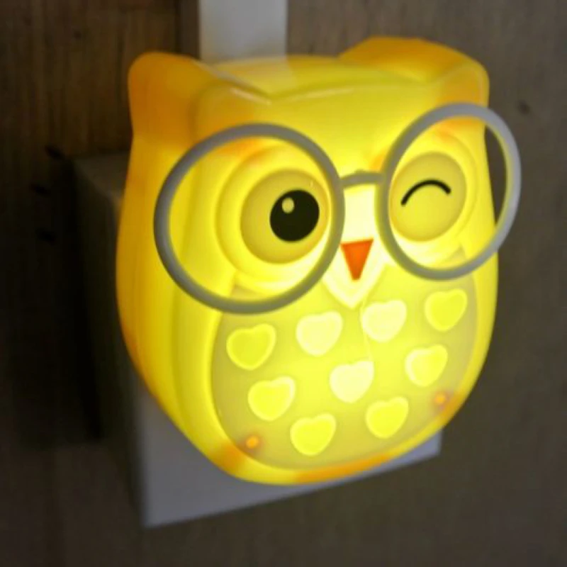 Lampu Burung Hantu Lucu Lampu Malam Sensor Kontrol Otomatis Lampu LED Lampu Dinding Kamar Tidur Anak-anak