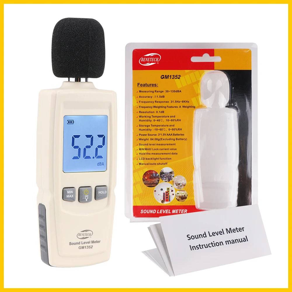 Digitale Mini Sound Level Meter Decibel Meter Noise Audio Detector Diagnose-Tool Automotive Microfoon Tester GM1352-BENETECH