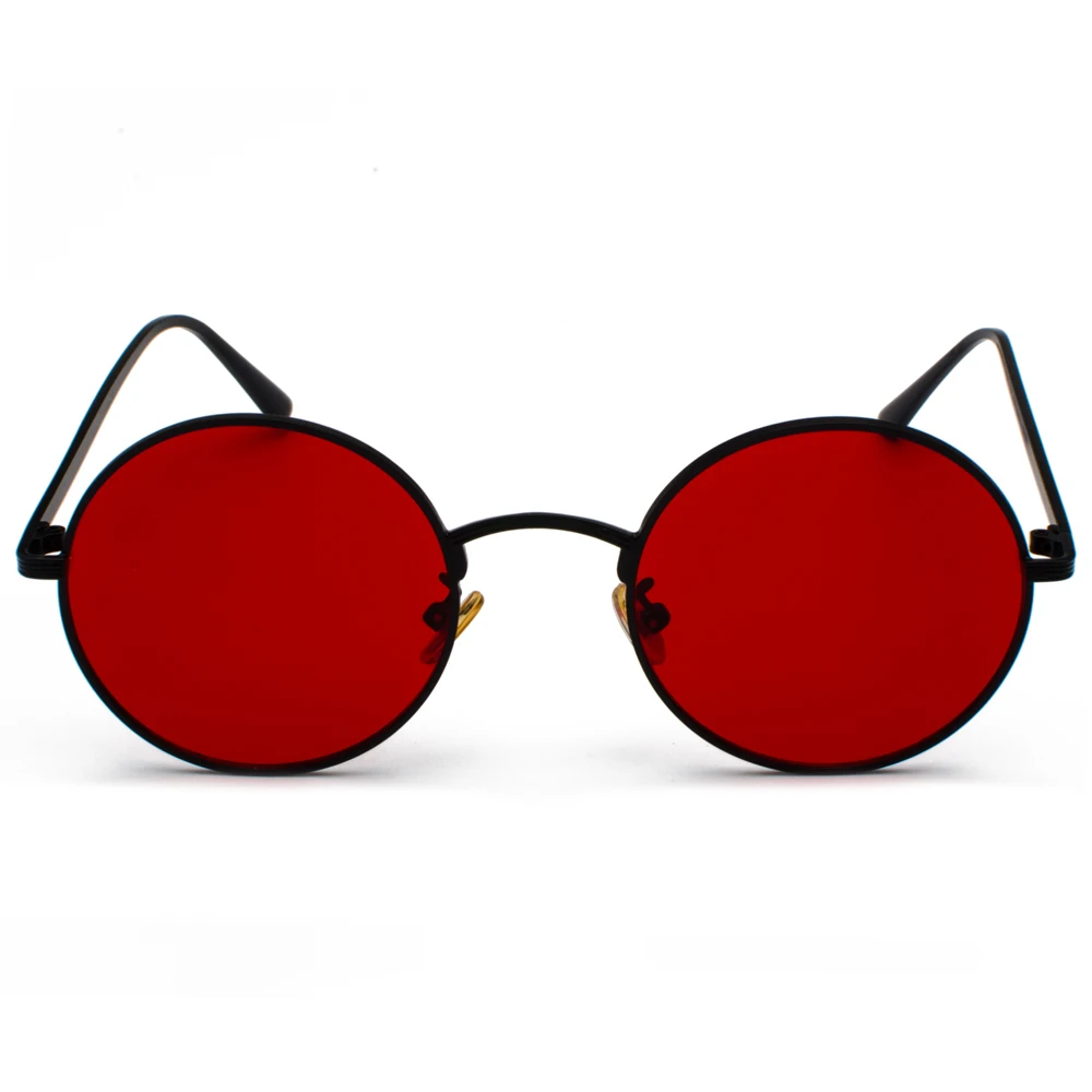 Kachawoo-gafas de sol con Lentes rojas para mujer y hombre, lentes de sol unisex con marco redondo de metal, gafas de sol retro, regalos de