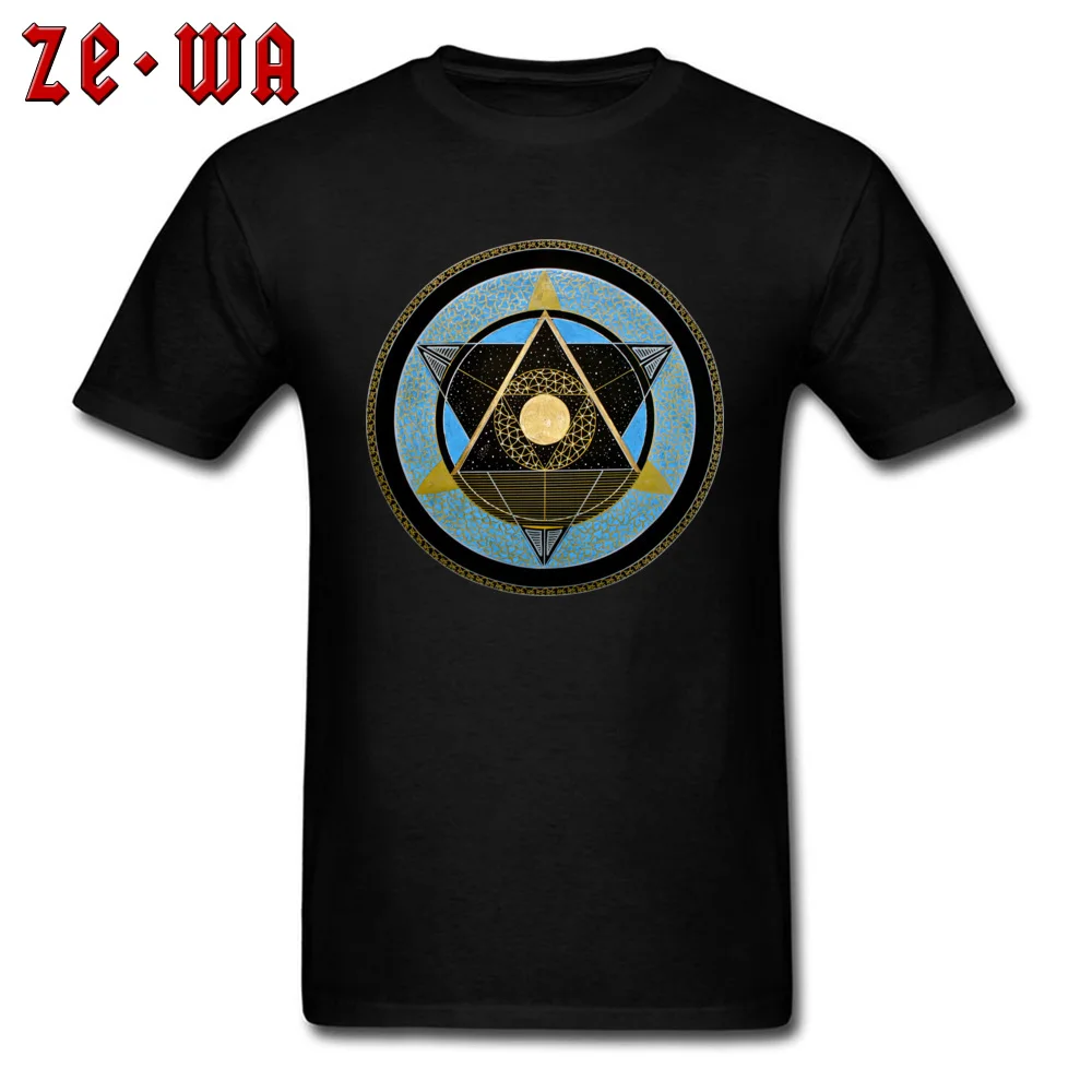 

Tops Merkaba T-shirt Men Geometric Tees Mandala Print Clothes Adult Black T Shirts Cotton Tshirt O Neck Classic Style Tshirts