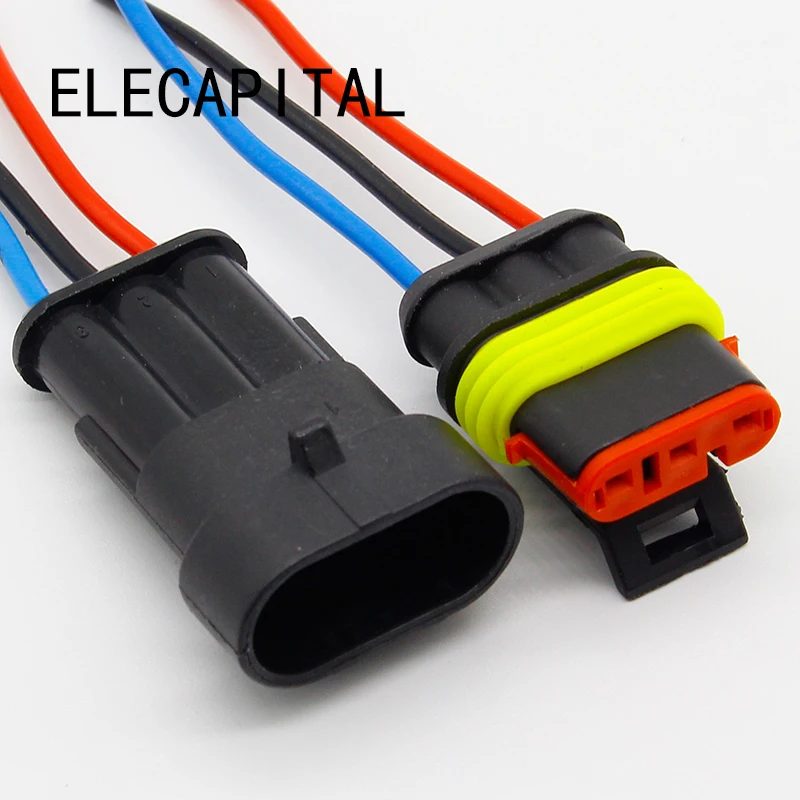 

3 Pin Way Sealed Waterproof Electrical Wire Connector Plug Set auto connectors with cable