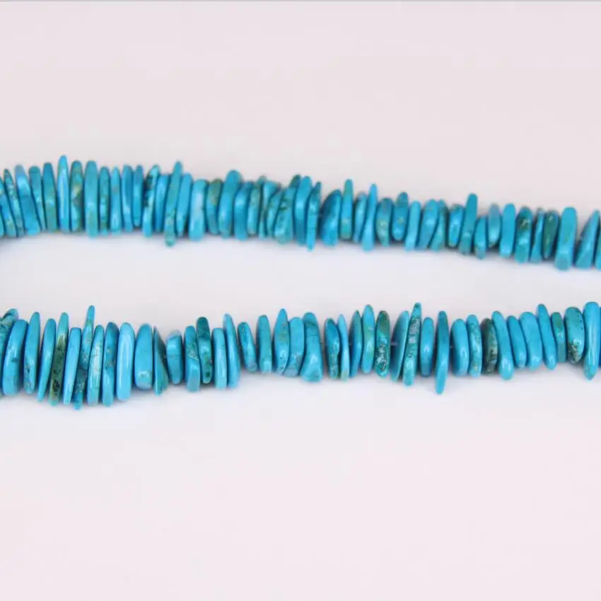 15.5 Inches of Strand Blue Drilled Spacer Pendants,Smooth Howlite Magnesite Freeform Slab Slice Loose Beads Necklace