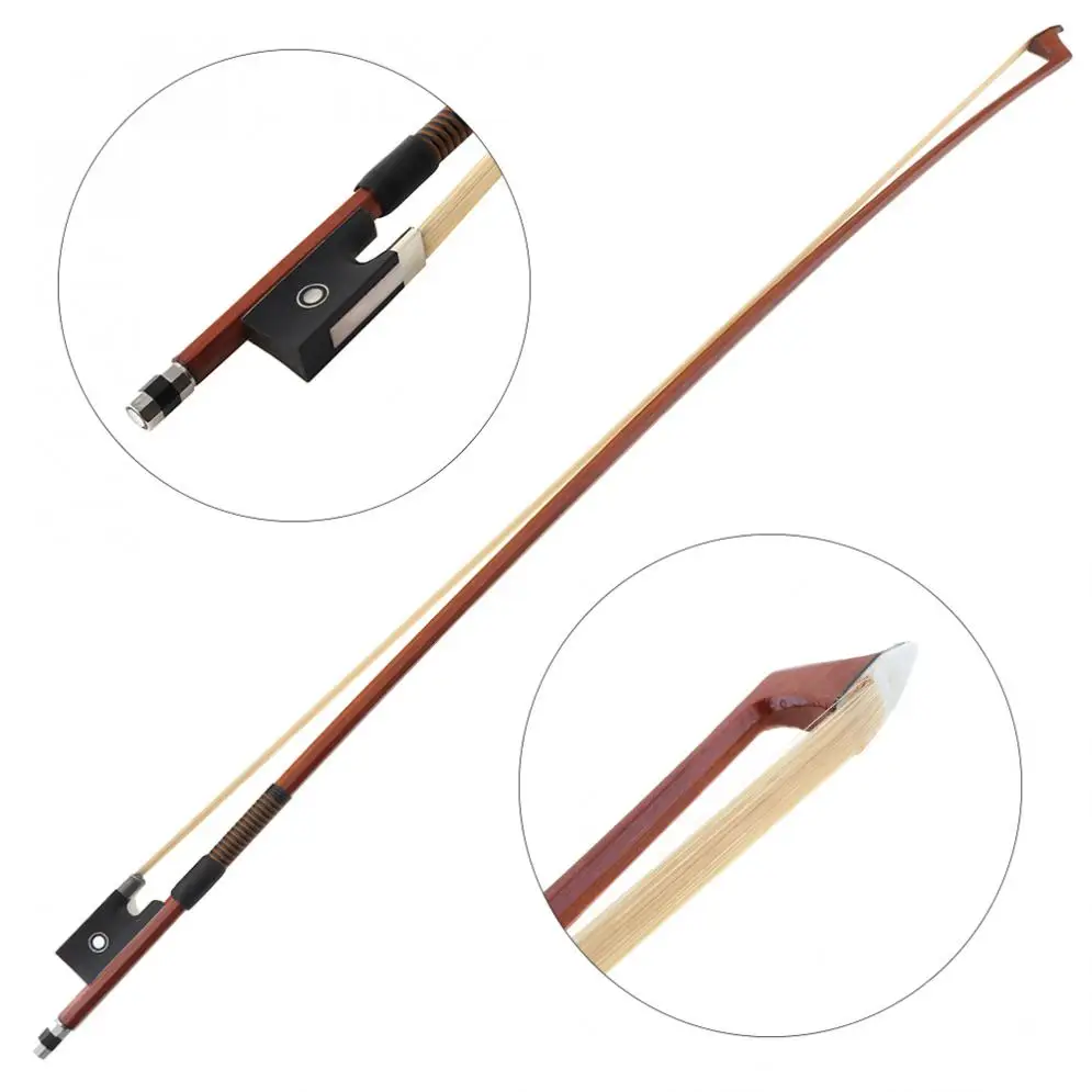 Professional Brazilwood Bow Rod 1/4 Double Fisheye Ebony Horsetail Violin Octagonal Bow Violin Accessories for Violin Player