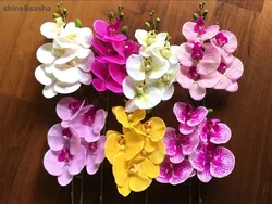 5-Heads/branch Artificial Butterfly orchid Phalaenopsis Silicon Real Touch  Latex Orchidee Wedding High Quality