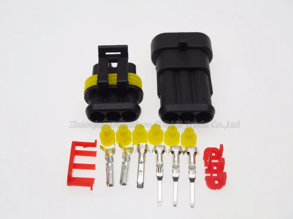 Sample 2 sets 3 Pin/way HID Waterproof Electrical connector kit,male and female plug connector for car boat ect.