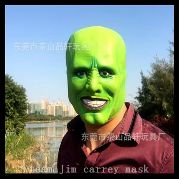 Top Grade 100% Latex  Halloween Party Cosplay Funny Mask Jim Carrey Mask Costume Fancy Dress Famous Movie Film Props 'The Mask'