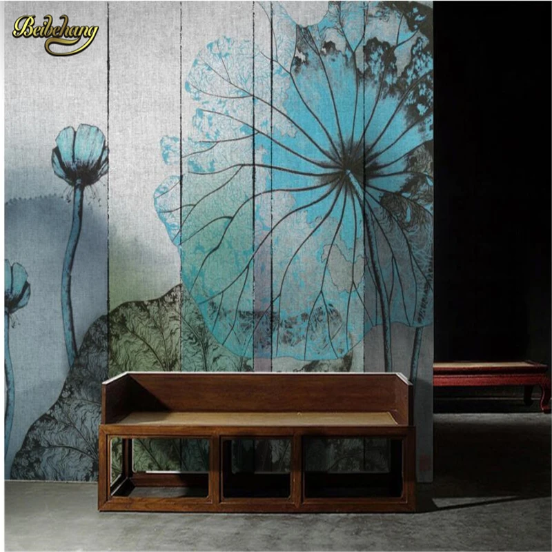 

beibehang Retro lotus papel de parede 3d Photo Mural Photo Wallpaper Wall Mural Living Room Bedroom Wall Paper wall-paper