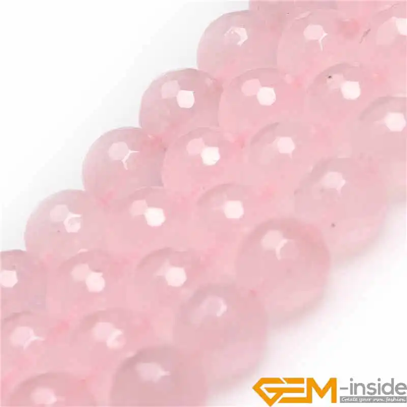 12mm Pink Facted Round Jades Stone Gem Stone Semi Precious Beads DIY Loose Bead For Jewelry Making Wholesale