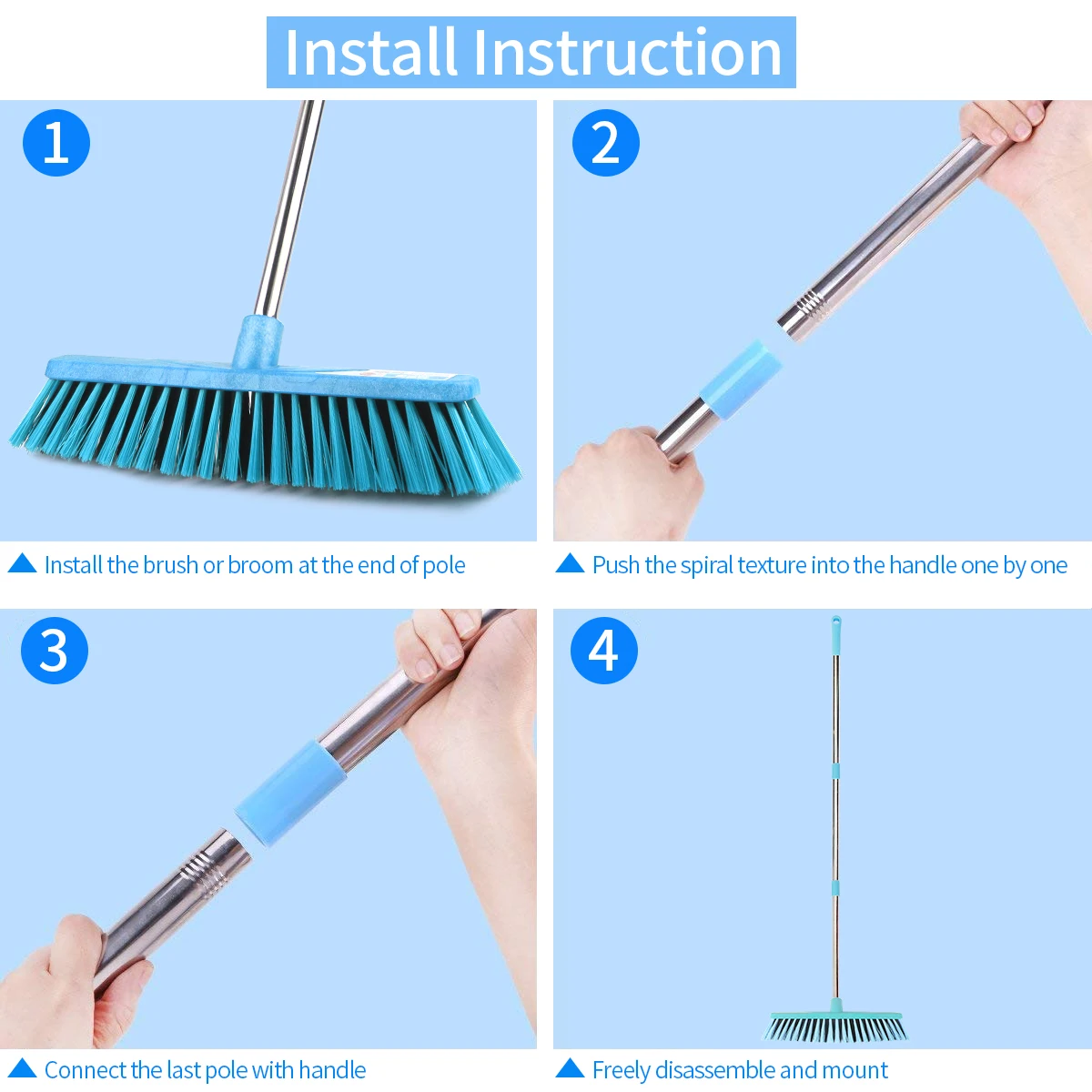 GUANYAO Large outdoor floor Scourer household cleaning floor tools Hand stainless steel brush widened Bathroom Floor cleaning