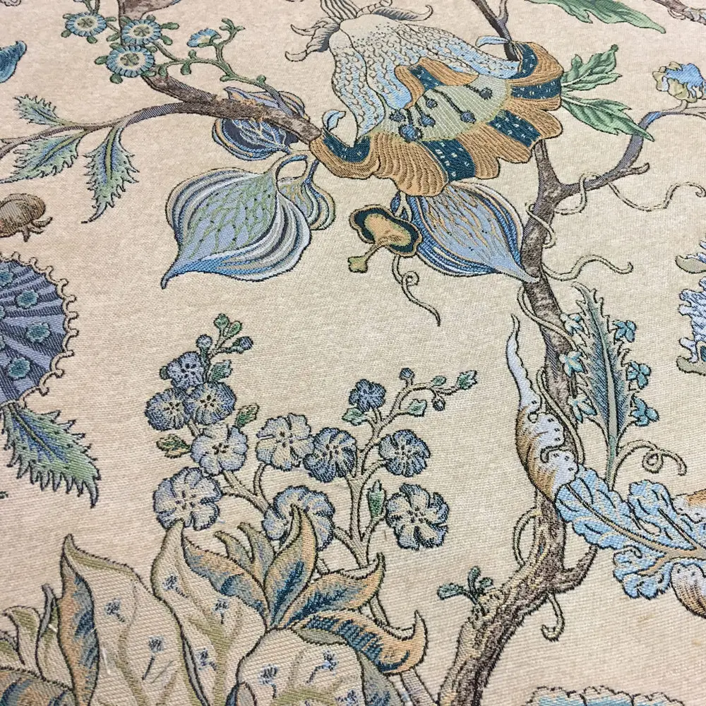 Di lusso Classico Fiori Jacquard Blu Scuro Beige Ciniglia Designer Panno Poltrona Tenda Divano In Tessuto Floreale 280 centimetri 1 metri/lotto