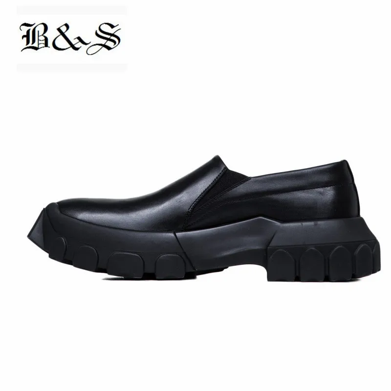 

Black& Street 2019 new thick sole designer slip one real leather handmade customized casual trainer shoes summer leather loafer