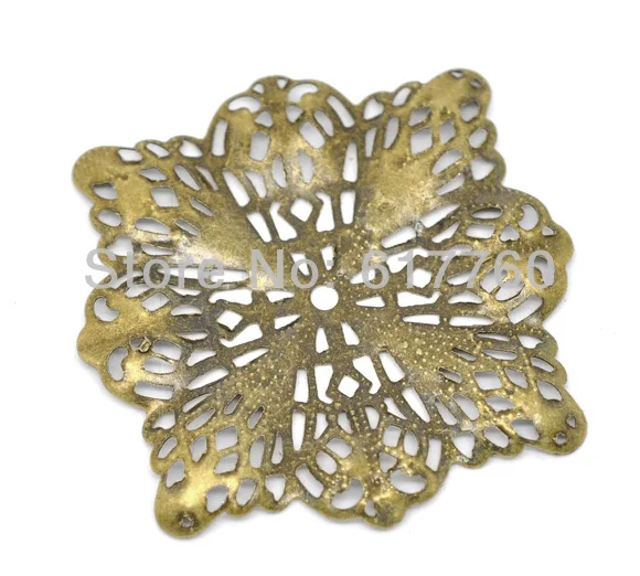 

Free shipping-20Pcs Antique Bronze Filigree Flower Wraps Connectors DIY Jewelry Findings 4.7x4.7cm J0589