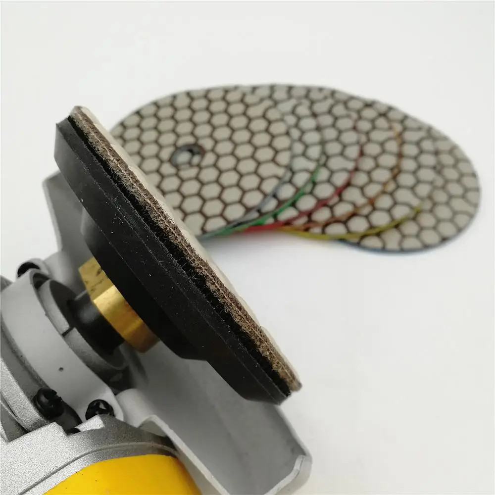 SHDIATOOL 7pcs/set 4 inches Diamond Dry Polishing Pad And 1pc Rubber Backer Pad 100mm Sanding Disc Polishing Granite Marble Disk