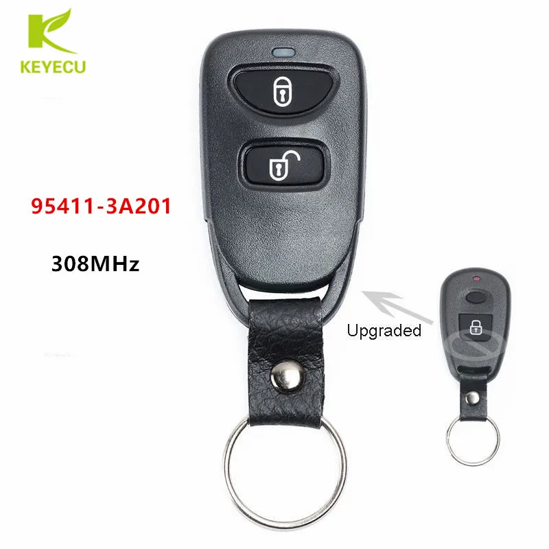 KEYECU Replacement Upgraded Remote Key Fob 2 Button 308MHz for Hyundai 2001 2002 2003 Elantra Sante Fe P/N: 95411-3A201