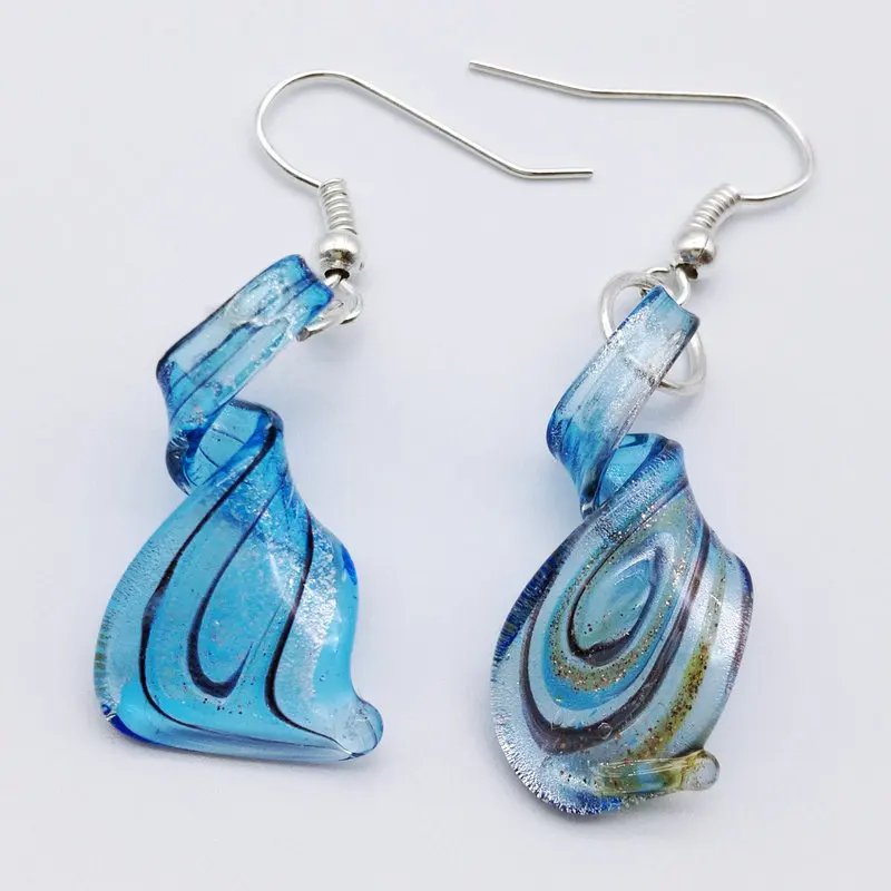 1Set Blue Lampwork Glass Murano Pendant Necklace Earrings FASHION