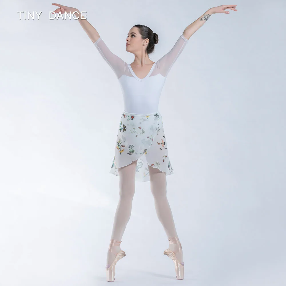 

Drop Shipping Flower Printing Ballet Dance Wrap Skirt Adult Girls Ballet Dance Chiffon Skirt Spandex Waist Long Skirt 01D0131