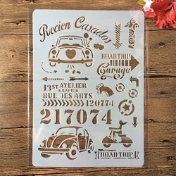 A4 estrada viagem carro placa de licença diy artesanato estênceis em camadas pintura scrapbooking carimbar em relevo álbum cartão de papel modelo