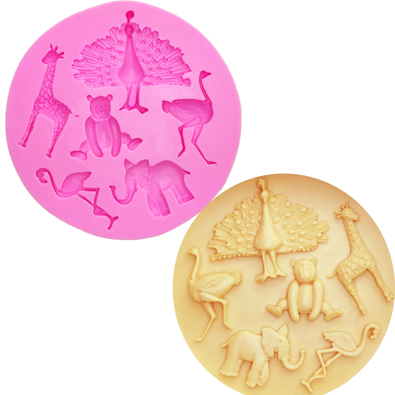 M0387 Peacock/Flamingos/Elephant/Bear/Giraffe silicone mould cake decorating tools moule silicone