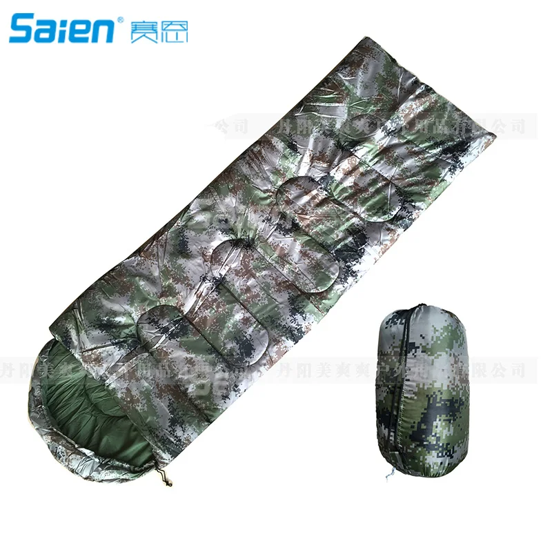 Camouflage Single Person Envelope Sleeping Bag with Carrying Bag for Kids or Adults Outdoor Hiking Camping Tools Gear
