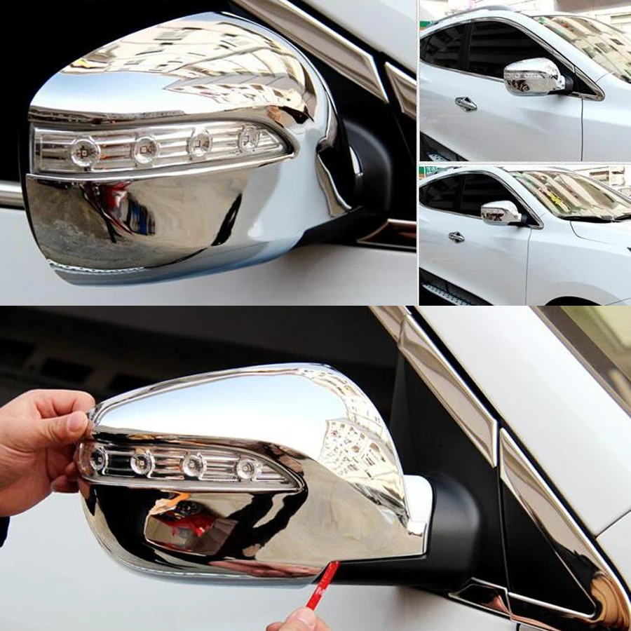 YAQUICKA ABS Chrome Car Exterior Rearview Rear View Mirror Cover Trim Styling Sticker For Hyundai IX35 2010-2015 Accessories