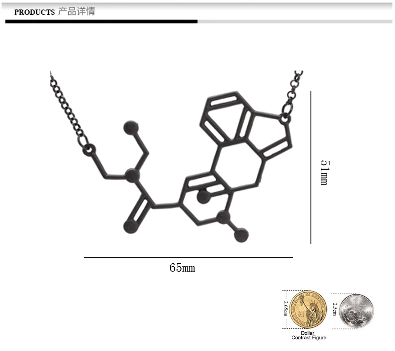 分子チャームネックレス生化学biochemペンダントセロトニンドーパミンカフェイン