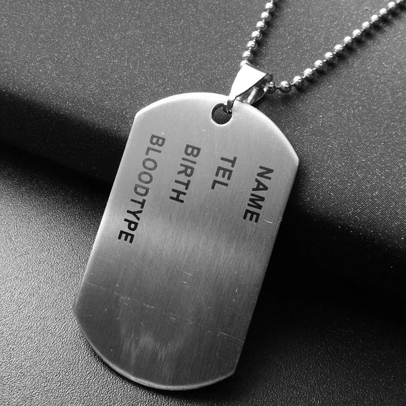 1pc Army Tag Badge Name Dog Tag Pendant Man Chain Necklace  Color Stainless Steel Charm Men Jewelry Gift N45