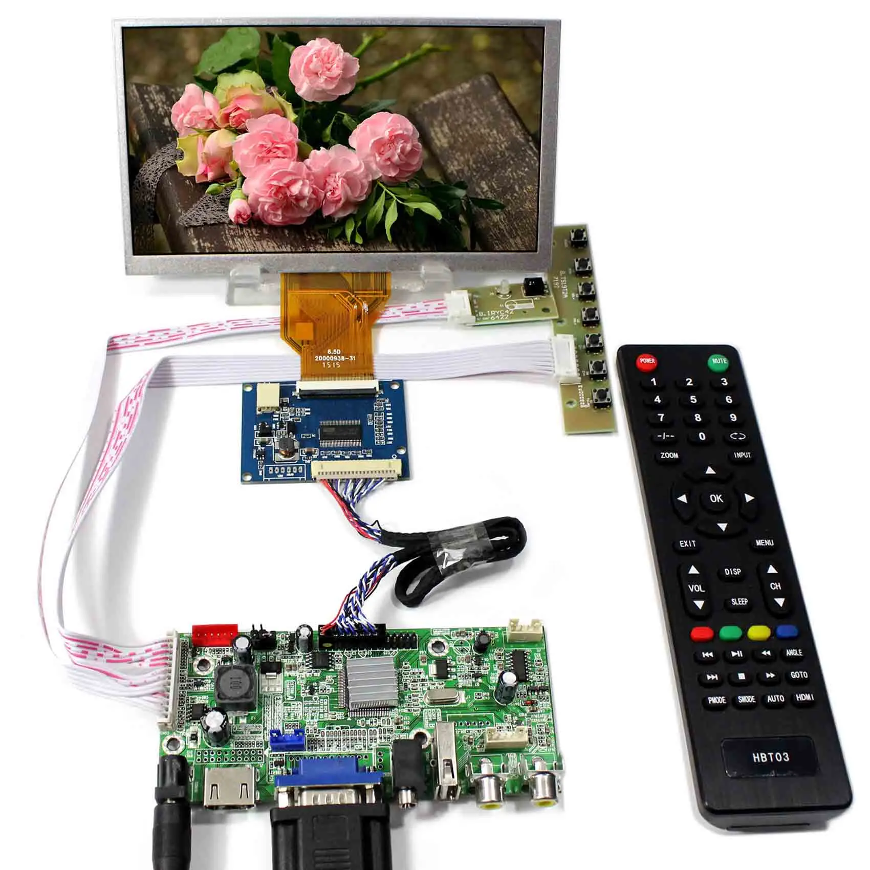 

HD MI+VGA+AV+Audio+USB LCD Controller Board With 6.5inch 800x480 AT065TN14 LCD Panel