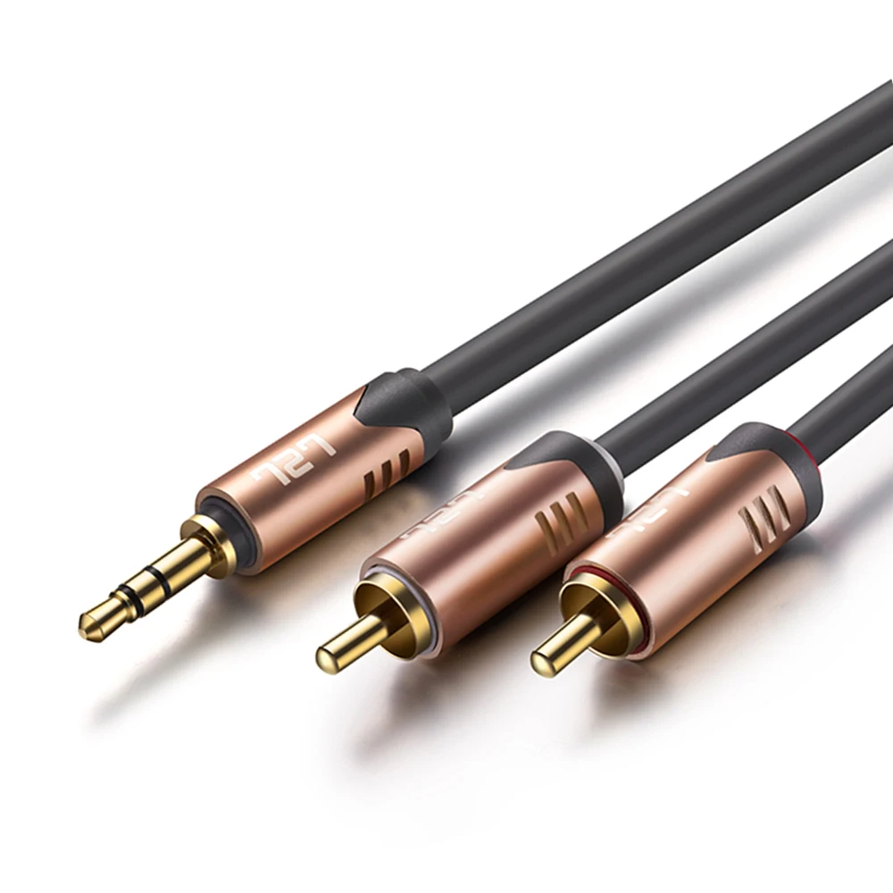 

HiFi 3.5mm Stereo Cable to 2RCA Male Audio Splitter Y cord for PC phone Home Theater PA System Amplifier Speaker Musical