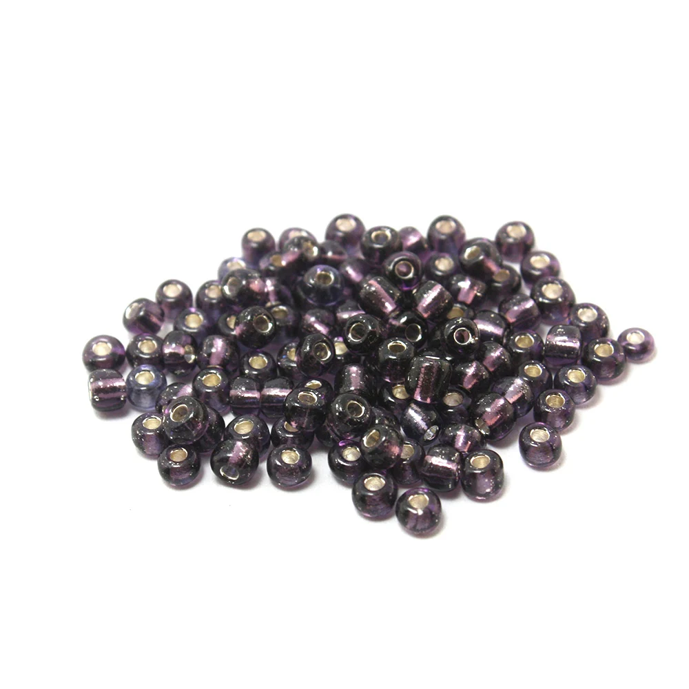 Factory Frice 80g/lot 4mm Purple DIY Glass Loose Seed Beads with silver inner line for DIY Craft