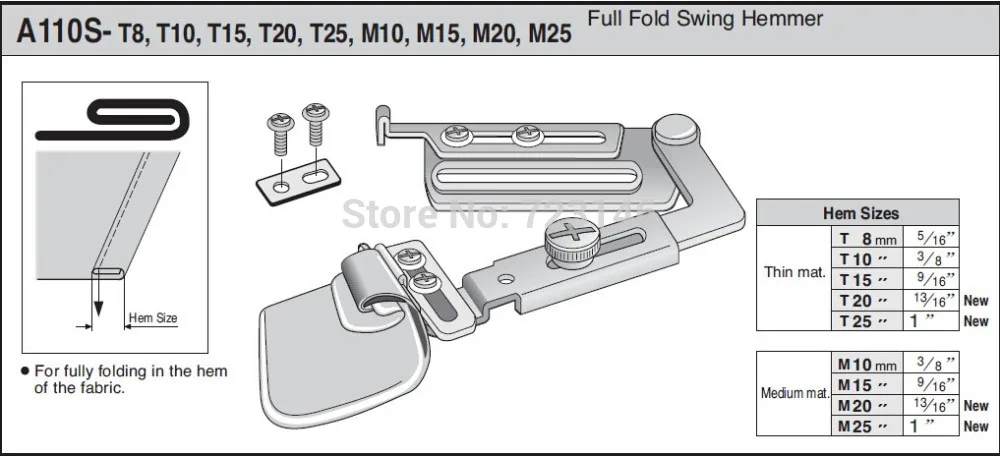 

MADE IN TAIWAN LOCKSTITCH BRAID OR TAPE STRAIGHTJ type sewing hemmer A11S 1/4 6MM 5/16 8MM 3/810MM 1/2 13MM