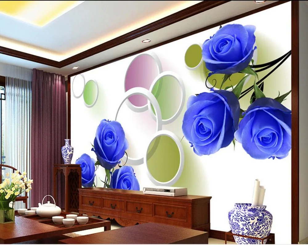 

Home Decoration Non woven wallpaper Modern minimalist 3D beautiful rose Papel parede mural wallpaper