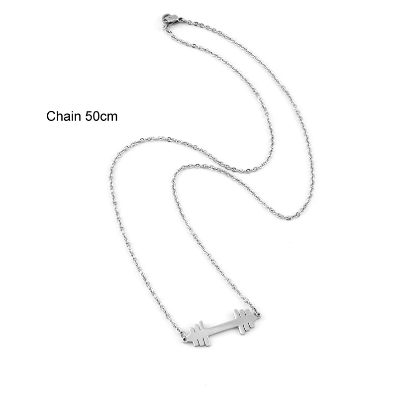 Risul Stainless steel Barbell Dumbbell necklace simple pendant  Choker Rolo chain fashion Necklace Collar Bijoux Women Jewelry