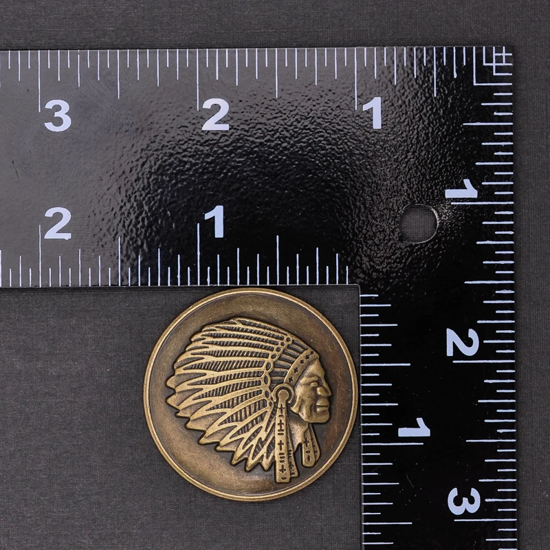 35mm10pcs Heavy Brass Southeast Tribal Indian Chief Head Leathercraft Saddles Conchos for Purse Wallet Belt Decor Screw Back