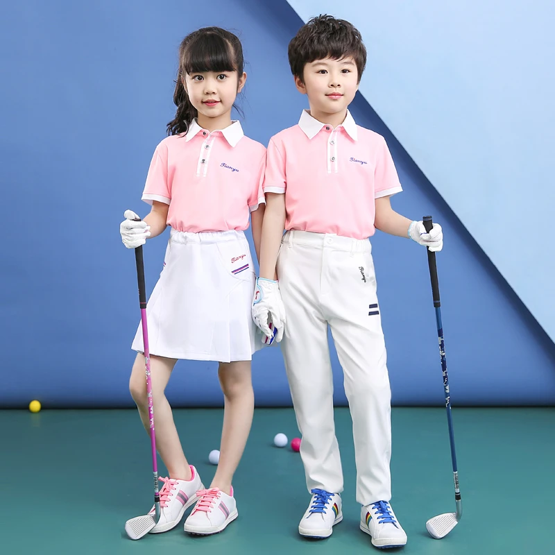 Novo! Roupas de golfe Curto-de mangas compridas Uniformes das Crianças Pai-Filho Meninos Meninas Coreano Roupas de Verão Esportes Vibrante e Elegante