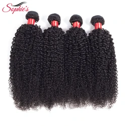Sophie's Hair Brazilian Kinky Curly 4 Bundles Hair Weaves  Human Non-Remy Hair Weaves  Natural Color Extensions