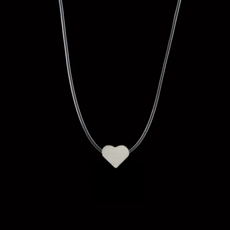 Transparent Fishing Line Necklace Women Chocker Heart Invisible Chain Crystal Rhinestone Choker Necklace On Line Neck