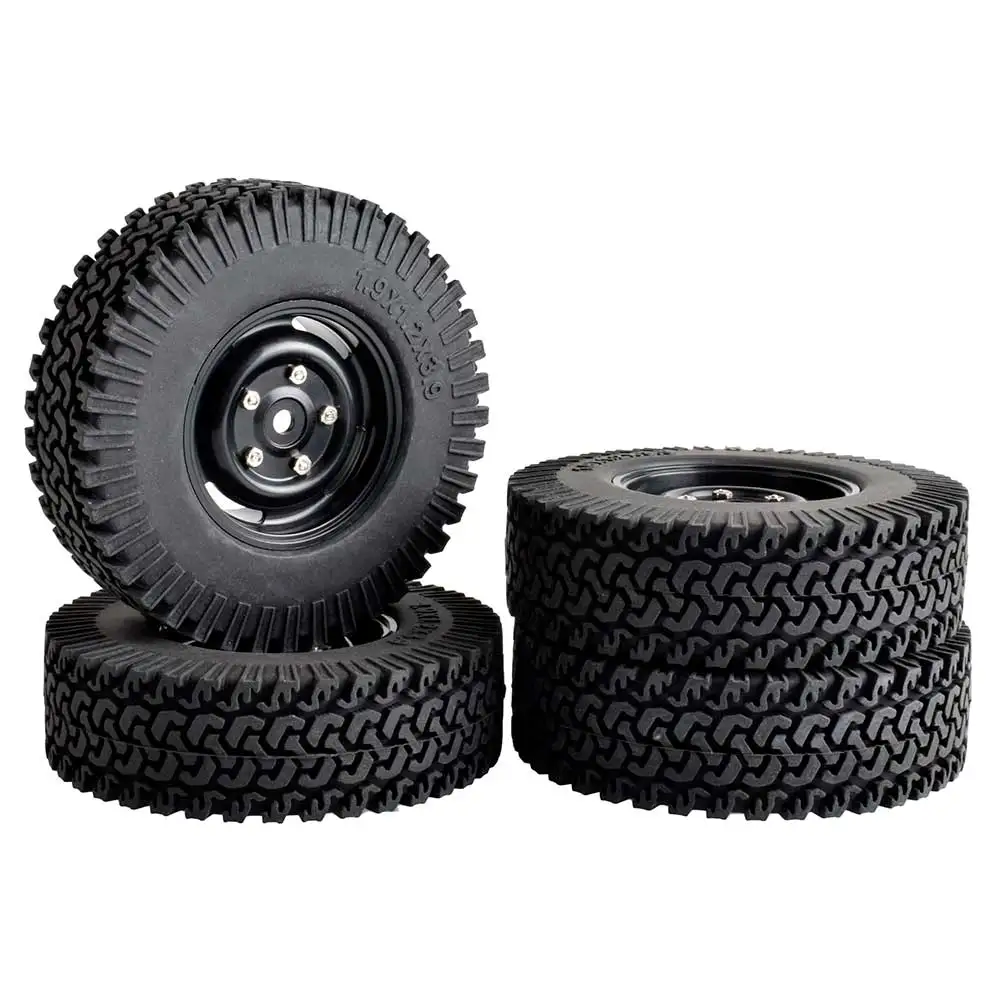 4Pcs/lot 1.9 inch Rubber 98mm Rock Crawler Tires & Wheel Rim Hex 12mm For 1-10 Scale RC Car HPI Redcat Racing AXIAL AX10 SCX10II