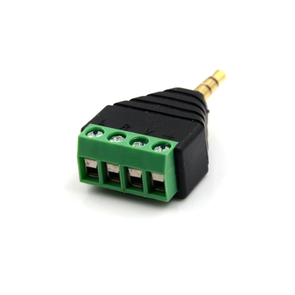 

Video AV Balun 3.5mm 4 Pole Stereo Male To AV Screw Terminal Stereo Jack 3.5 Mm Male 4 Pin Terminal Block Plug Connector