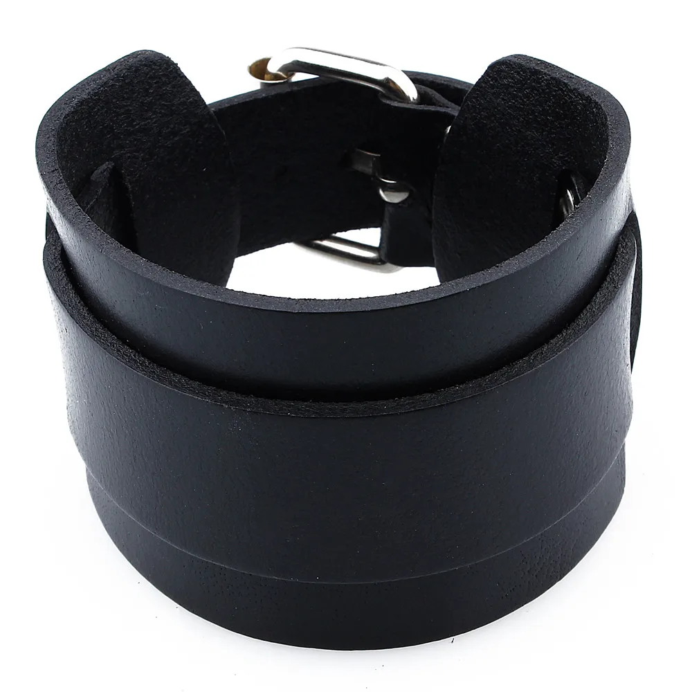 HAWSON Boys Punk Leather Bracelet Fashion Black&Coffee Adjustable Buckle Bracelets 26.5 CM