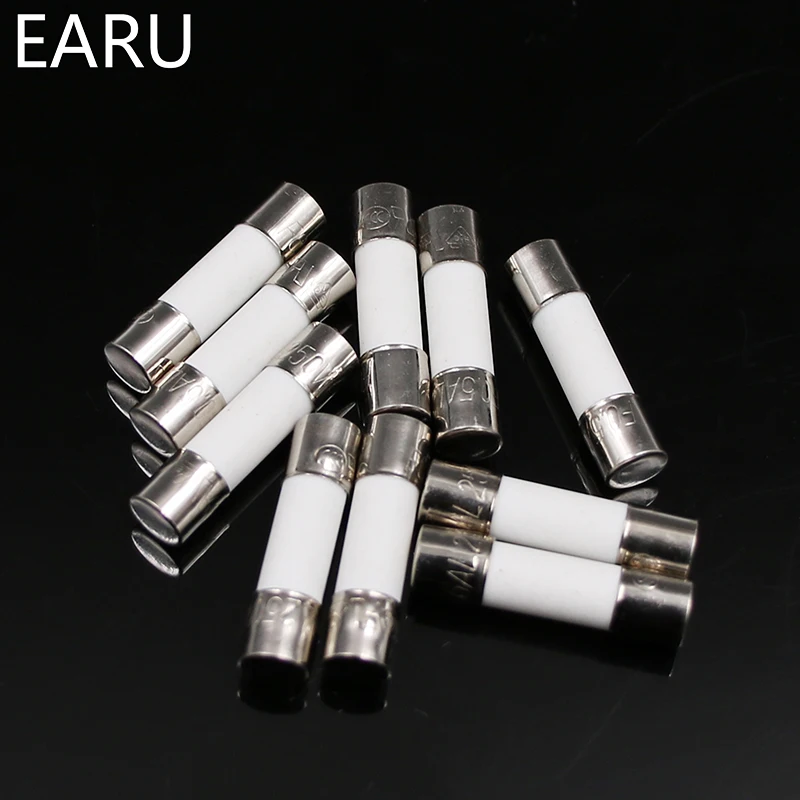 100pcs Ceramic Fuse 5mm x 20mm Slow Blow T 0.5A 1A 2A 3A 4A 5A 6A 8A 10A 13A 15A 20A 30A 250V Circuit Breaker Car Cigar O