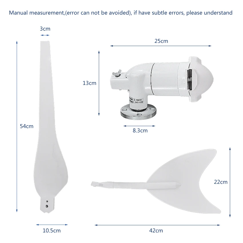 Z-100W New Arrival Small wind turbine , 12/24V Option Wind Generator , 100W Wind power Generator 860r / m speed 3 pieces leaves