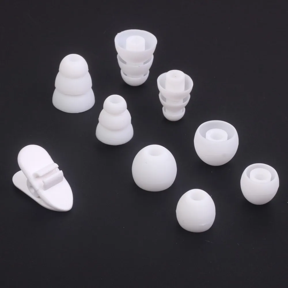 Promotions 1ot(9pcs) 2 Color Silicone ear tips buds eartips earbuds with clip for In-Ear Earphone Headphone