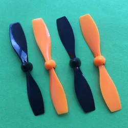 4pcs K156Y 75mm DIY Helicopter Plastic Propeller Screw Motor Model Aircraft Black Yellow for DC Motor