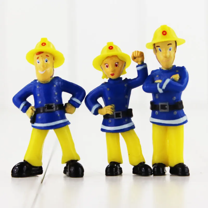 12Pcs/Set Fireman Sam Action Figure Toys 3-6.3cm Cute Cartoon PVC Dolls