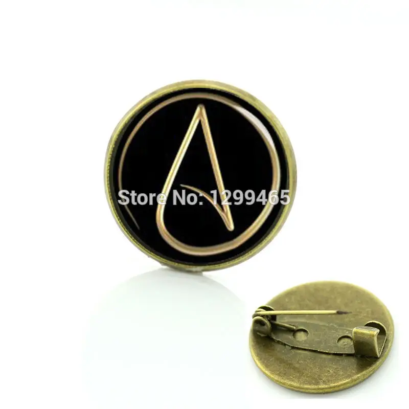 JOINBEAUTY Atheism Movement Logo Badge Atom Symbol Metal Pin Steam Punk Metatrons Cube Legend Triangle Men Women Brooches T524