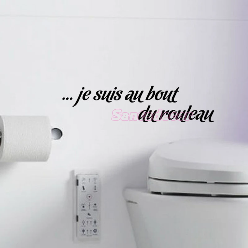 Funny Toilet Mural Art Decal Je Suis Au Bout Du Rouleau WC Vinyl Wall Sticker Washroom Home Decor House Decoration Wallpaper